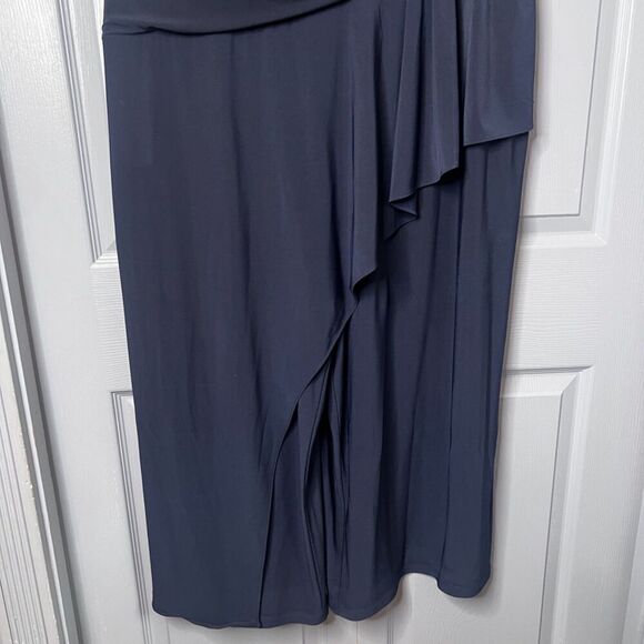 Adrianna Papell Navy Blue Sleeveless Formal Pantsuit Cascade Draped Plus SZ 20W - Picture 5 of 13